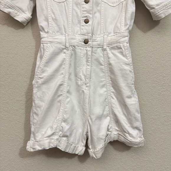 AVEC LES FILLES Jean Romper White Denim Cotton Stretch *Missing Belt* - Picture 4 of 11